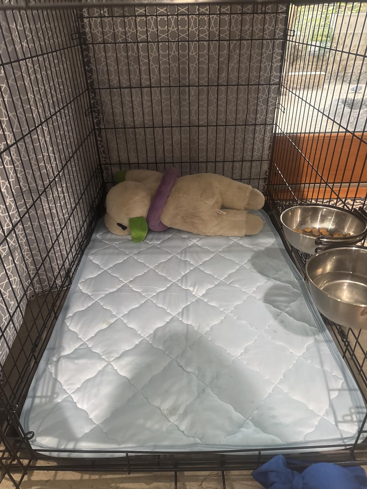 Cooling mat in dog crate