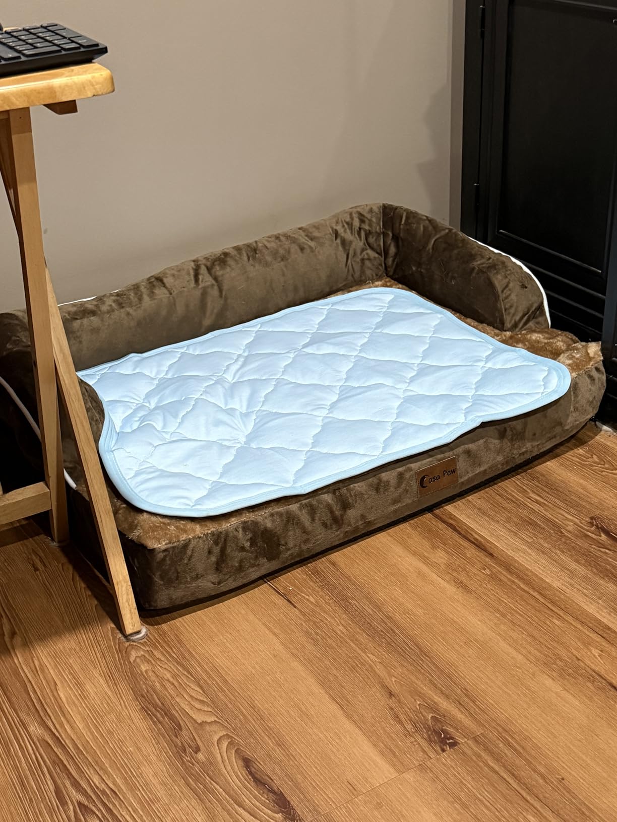 Cooling mat in dog bed
